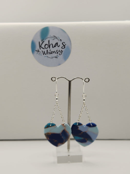 Ocean Vibes Large Heart Dangle Earrings