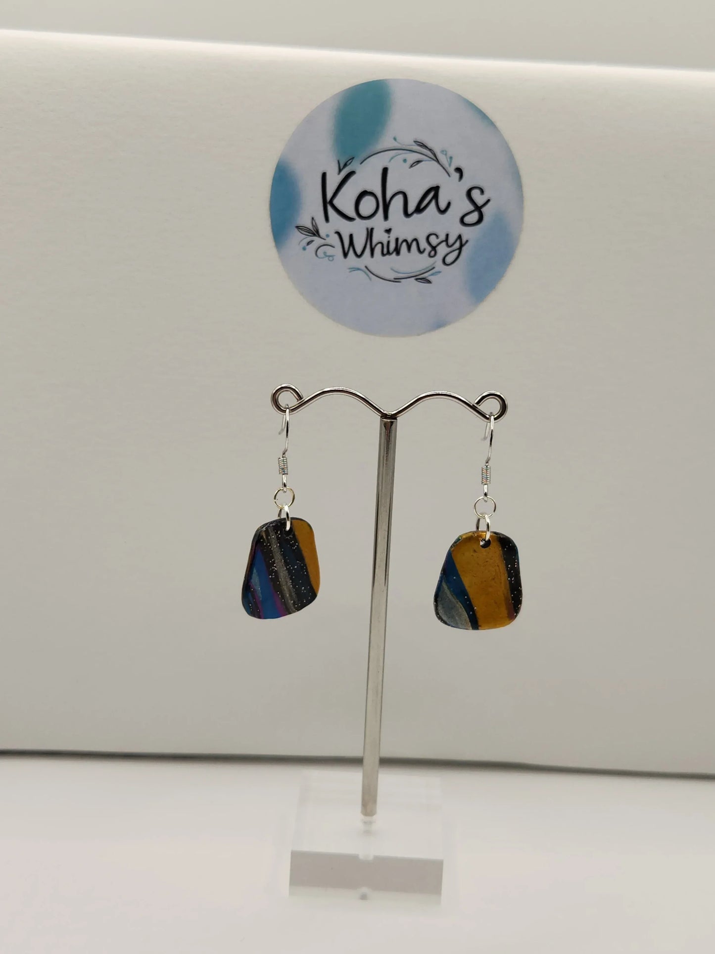 Handmade polymer clay Jewellery Set - Dark Marble Jewellery Set