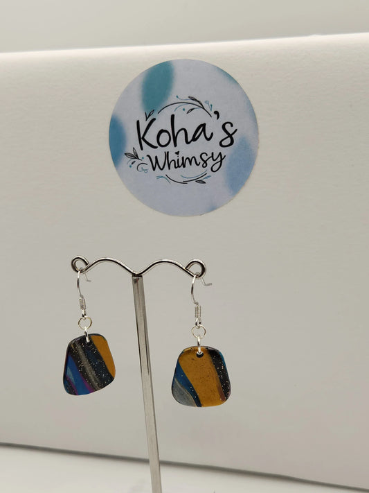 Handmade polymer clay Jewellery Set - Dark Marble Jewellery Set