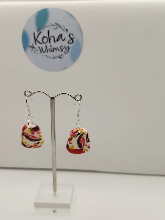 Handmade polymer clay Earrings - Dreamtime Small Quadrangle Dangle Earrings