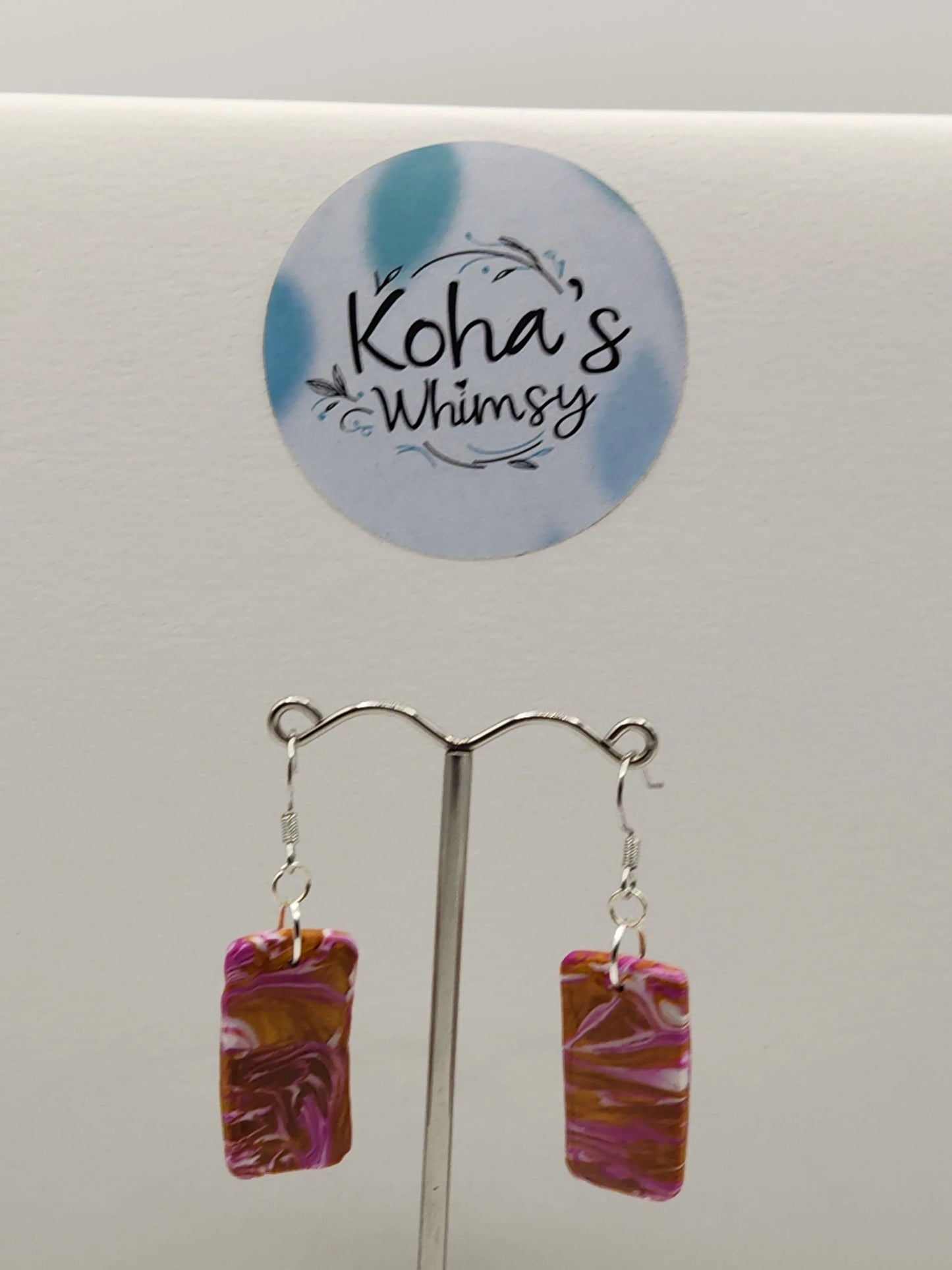 Handmade polymer clay Jewellery Set - Golden Fuchsia Jewellery Set