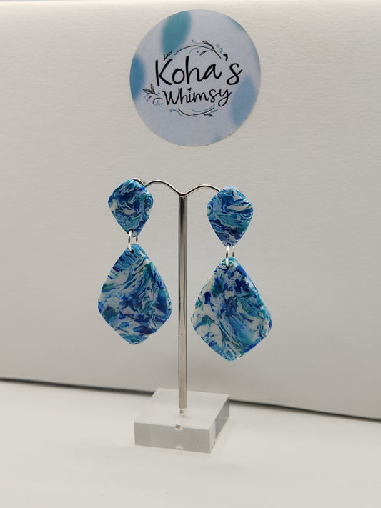 Cerulean Swirl Large Drop Diamond Stud Earrings