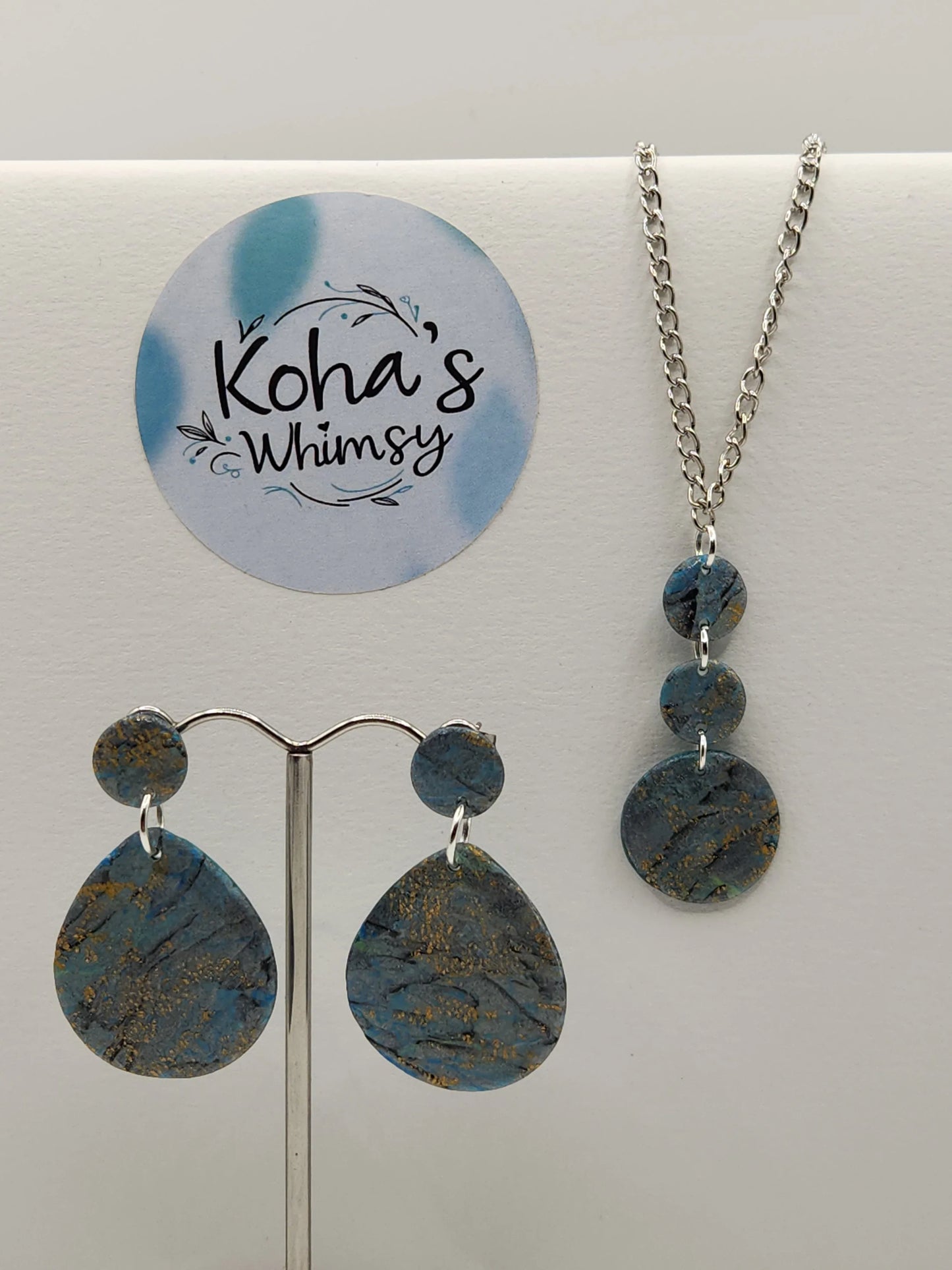 Handmade polymer clay Jewellery Set - River Reflections Jewellery Set