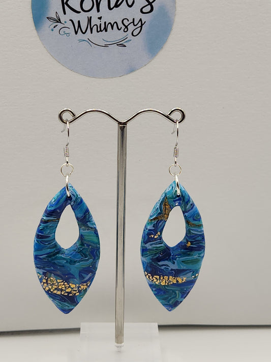 Sea Dreams Large Pointed Ellipse Dangle Earrings