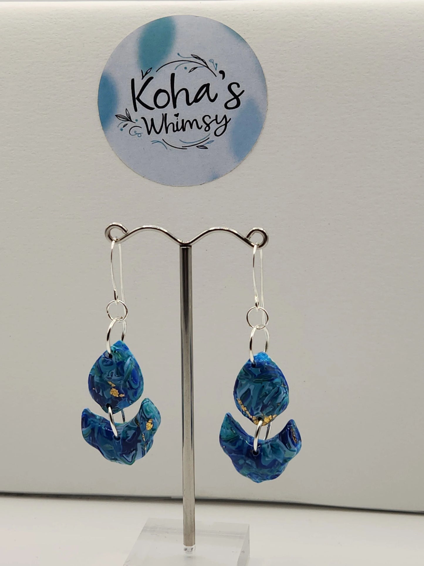 Handmade polymer clay Earrings - Sea Dreams Small Cascading Petal Dangle Earrings