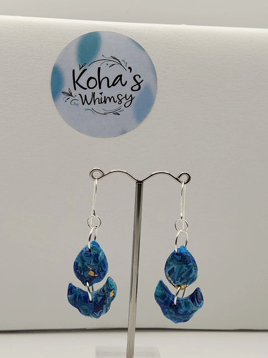 Handmade polymer clay Earrings - Sea Dreams Small Cascading Petal Dangle Earrings