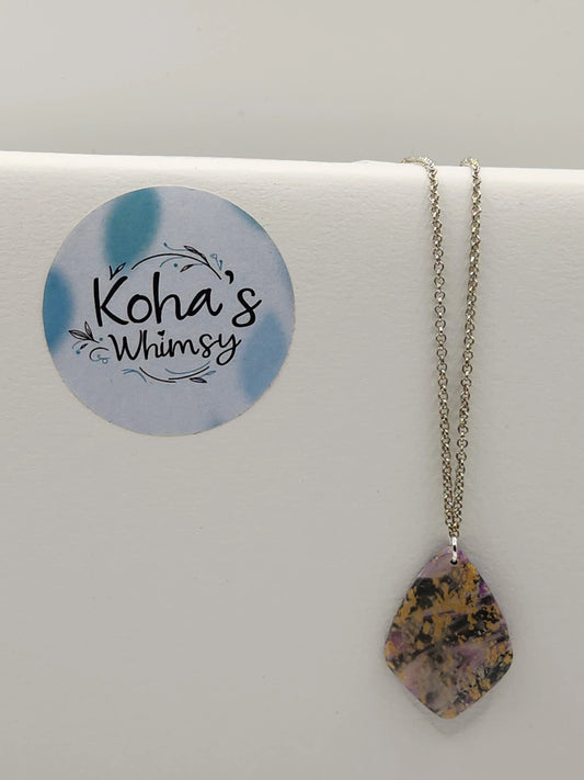 Handmade polymer clay Jewellery Set - Indigo Shimmer Jewellery Set - Diamond Earrings & Diamond Pendant
