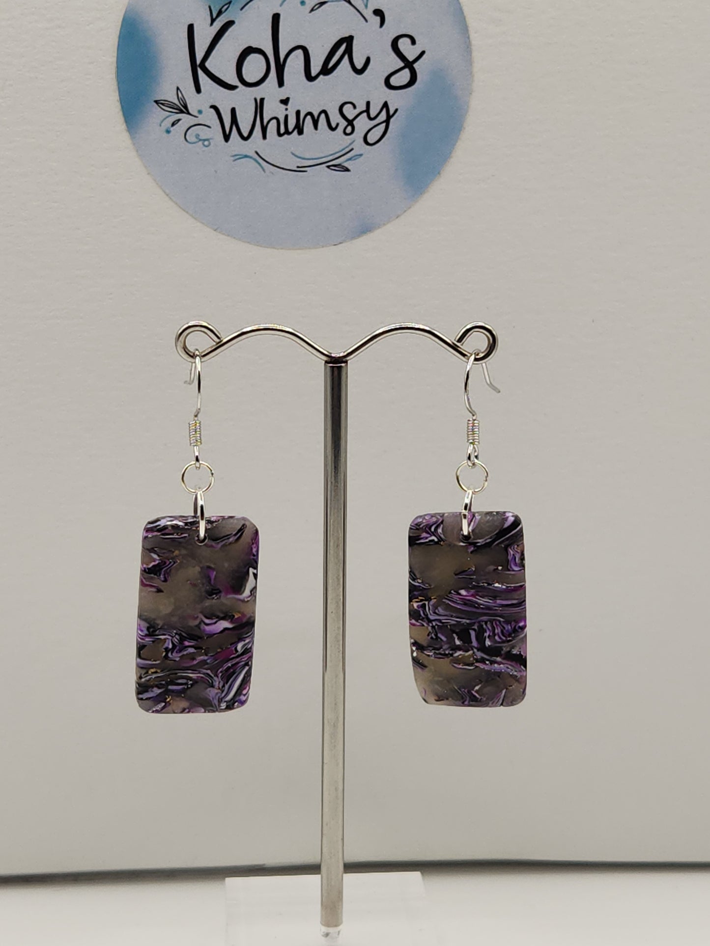 Indigo Shimmer Small Rectangle Dangle Earrings