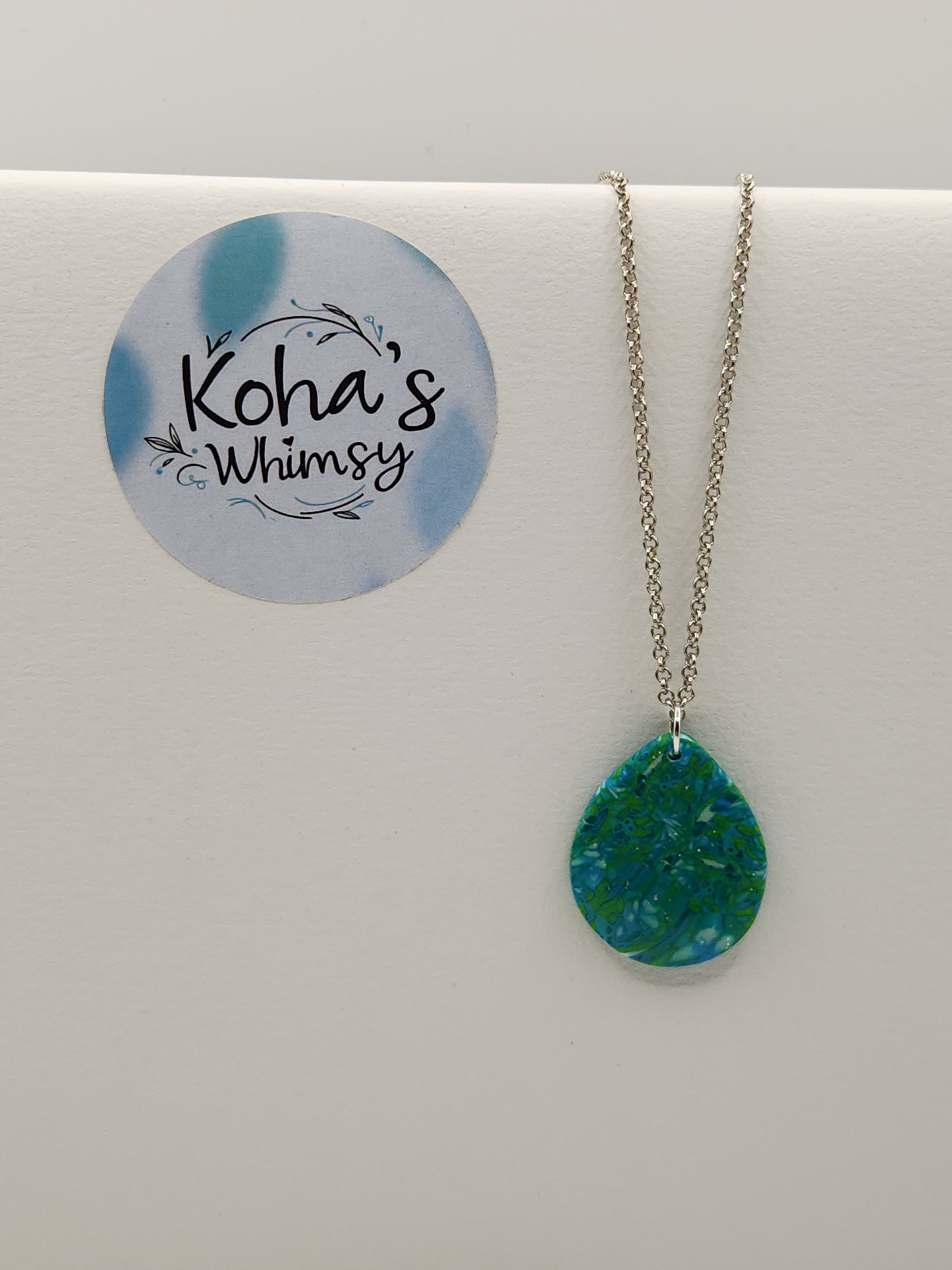 Shades of Green Large Teardrop Necklace