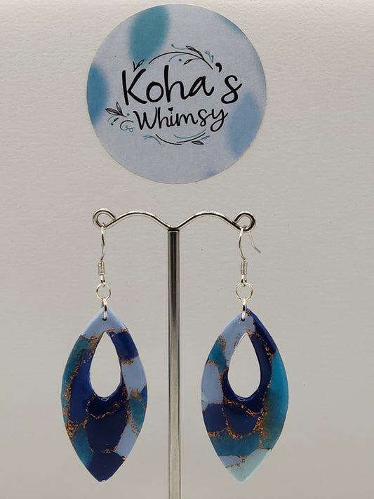 Ocean Vibes Large Pointed Ellipse Dangle Earrings