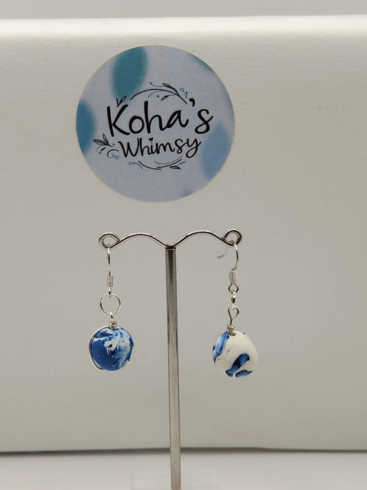 Handmade polymer clay Jewellery Set - Galactic Dreams Jewellery Set - Wire-Wrapped Beads & Elongated Pendant