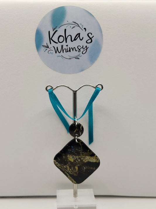 Handmade polymer clay Jewellery Set - Black & Gold Howlite Jewellery Set