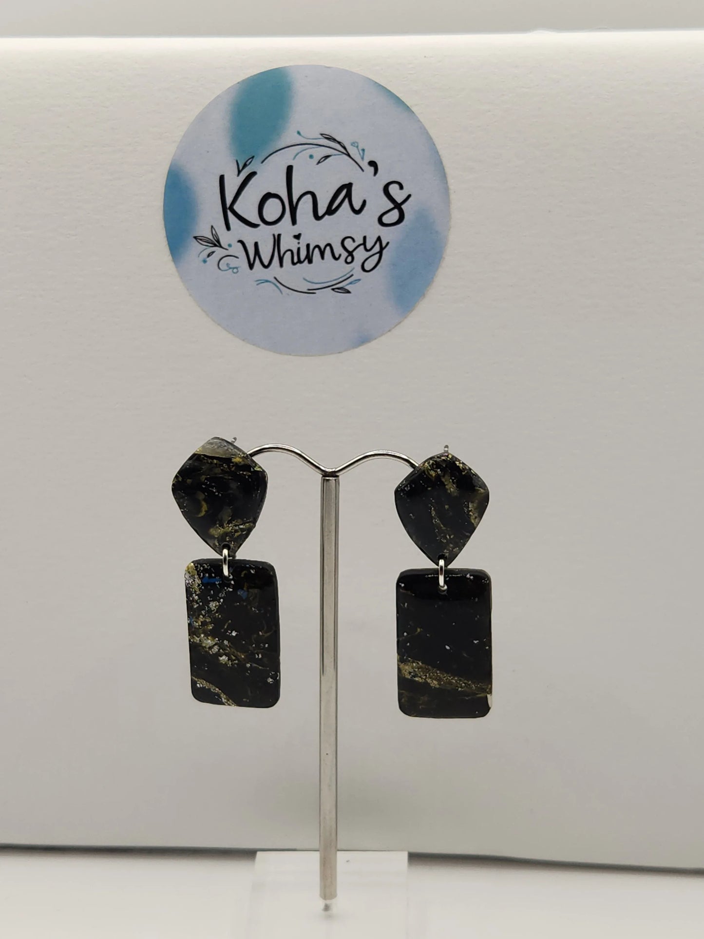 Handmade polymer clay Jewellery Set - Black & Gold Howlite Jewellery Set