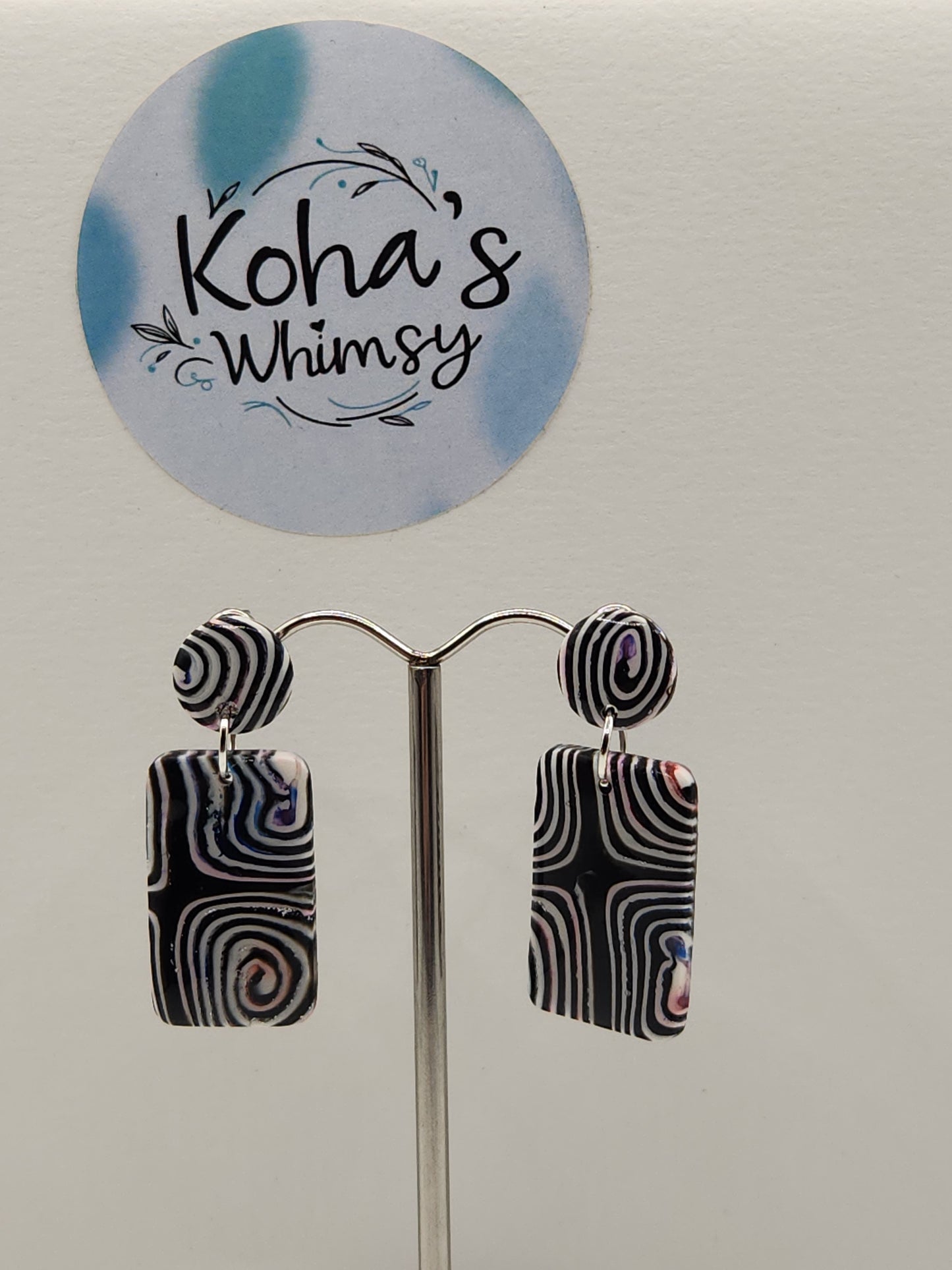 Pale Chaos Small Rectangle Stud Earrings