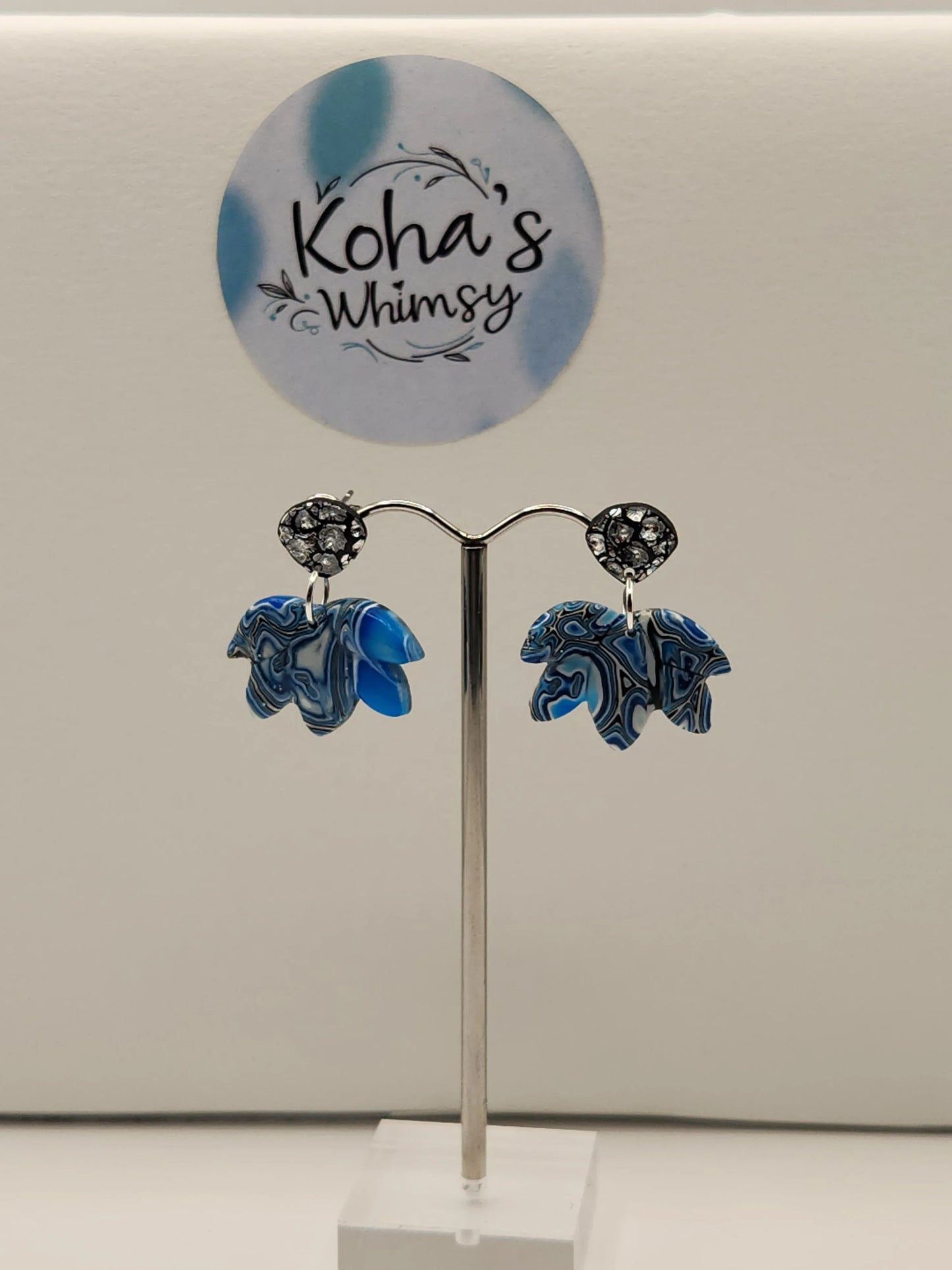 Handmade polymer clay Earrings - Shore Pool Small Lotus Bloom Stud Earrings