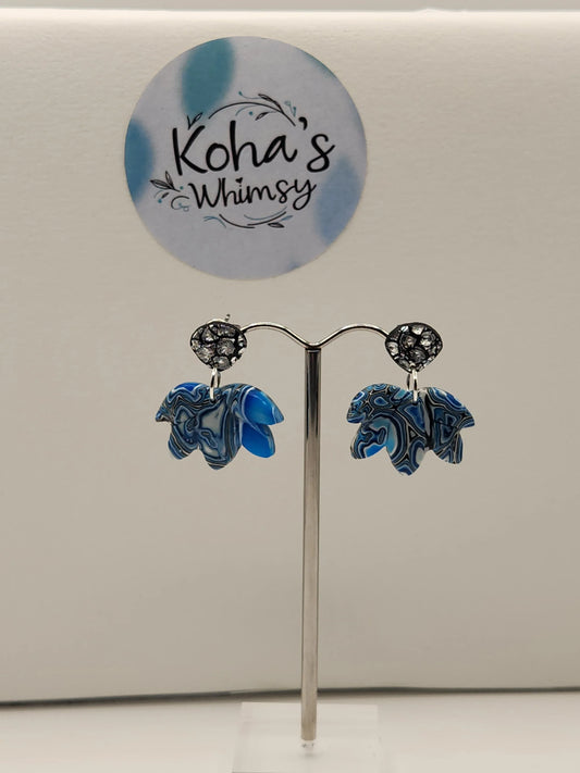 Handmade polymer clay Earrings - Shore Pool Small Lotus Bloom Stud Earrings