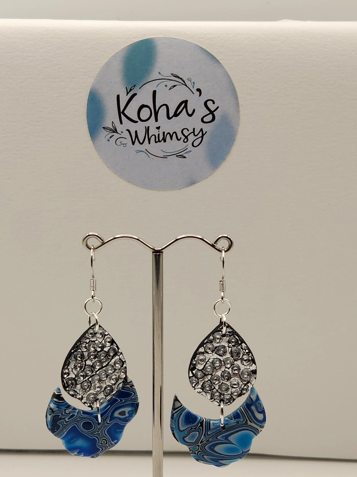 Handmade polymer clay Earrings - Shore Pool Large Cascading Petal Dangle Earrings