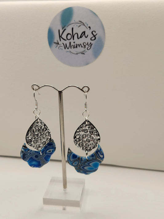 Handmade polymer clay Earrings - Shore Pool Large Cascading Petal Dangle Earrings