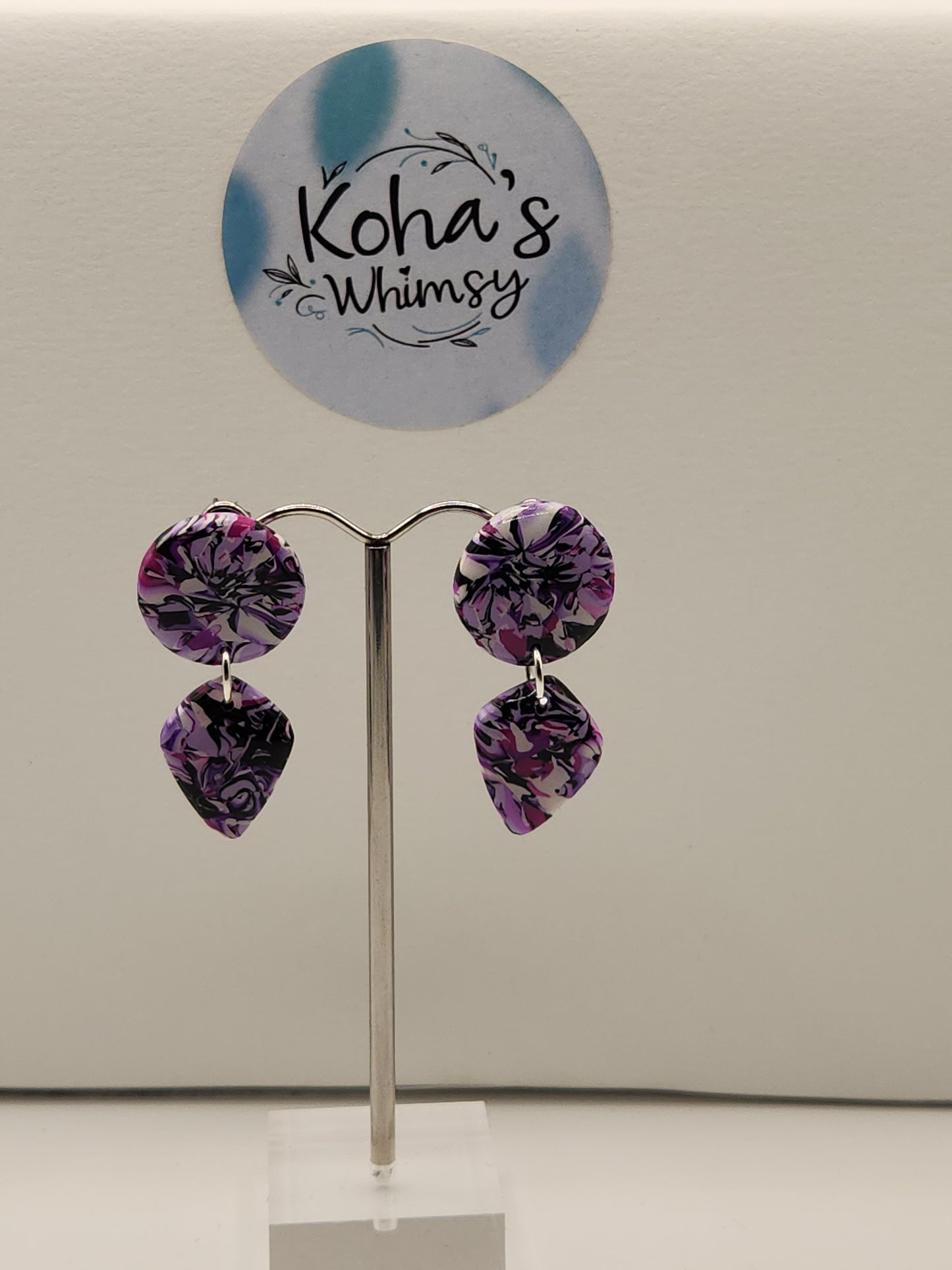 Violet Chaos Small Drop Diamond Stud Earrings