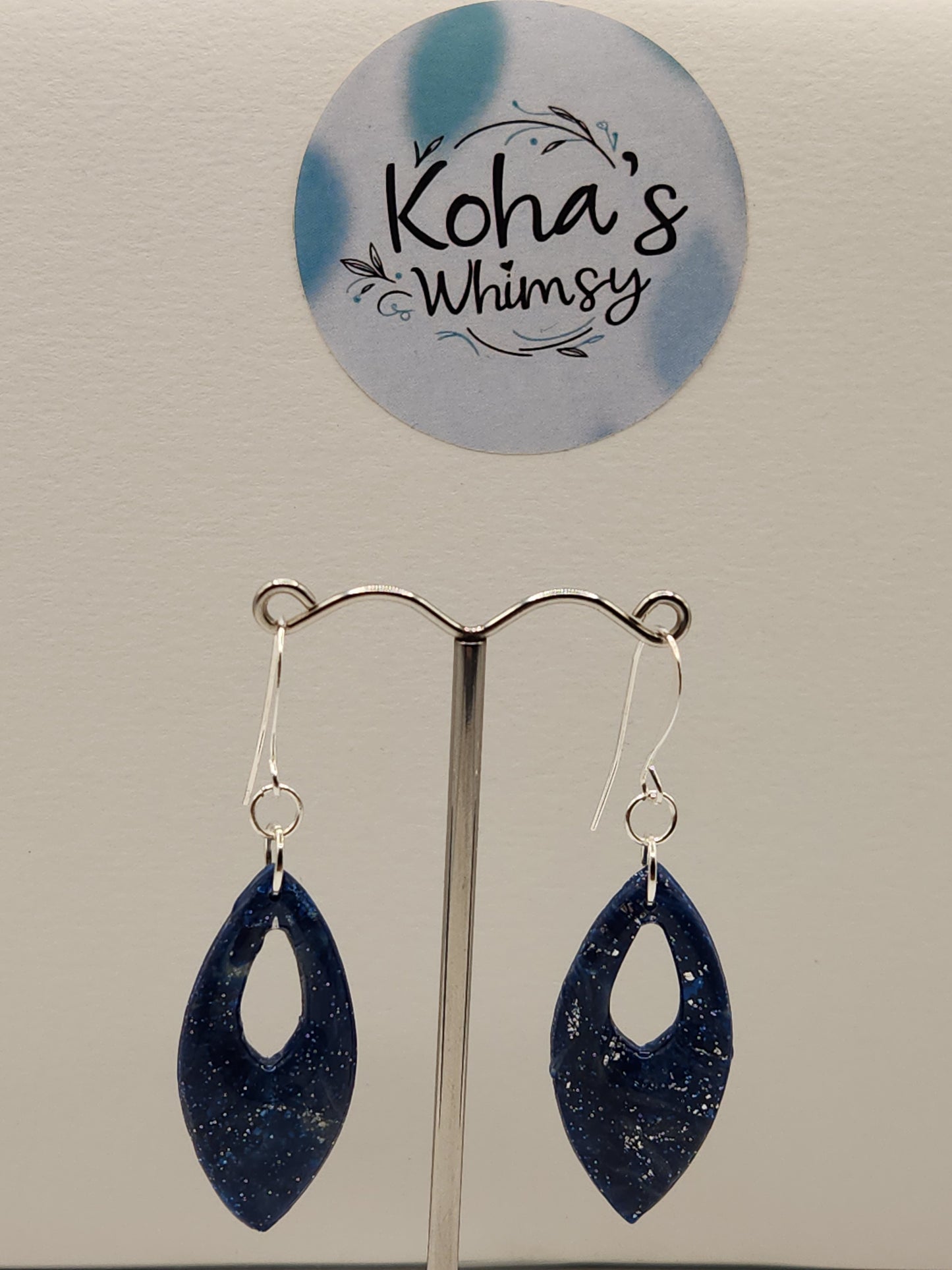 Starlight Shimmer Medium Pointed Ellipse Dangle Earrings