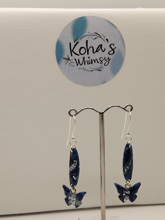 Starlight Shimmer Hanging Butterfly Dangle Earrings