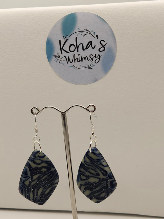 Handmade polymer clay Earrings - Starlight Shimmer Large Drop Diamond Dangle Earrings