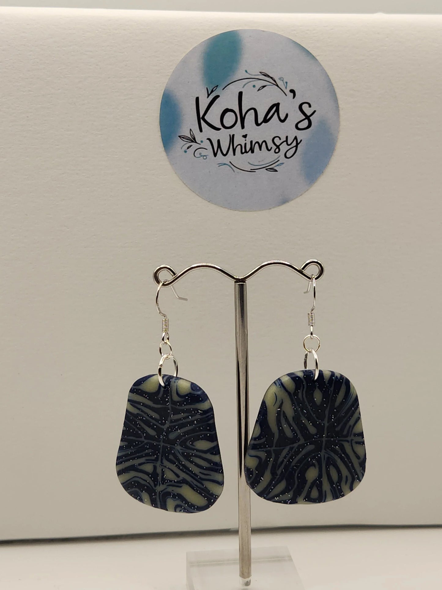 Handmade polymer clay Earrings - Starlight Shimmer Large Quadrangle Dangle Earrings