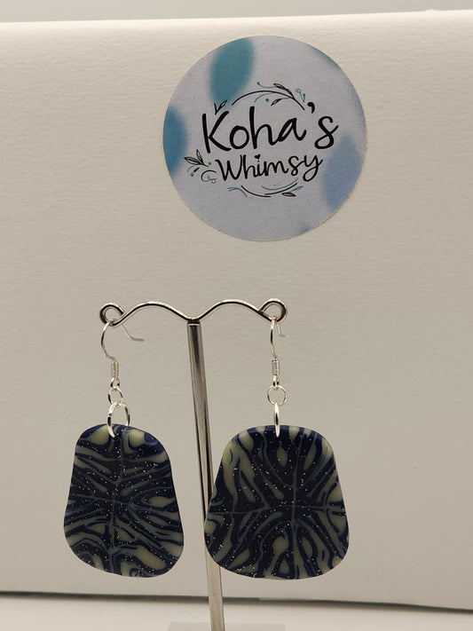 Handmade polymer clay Earrings - Starlight Shimmer Large Quadrangle Dangle Earrings