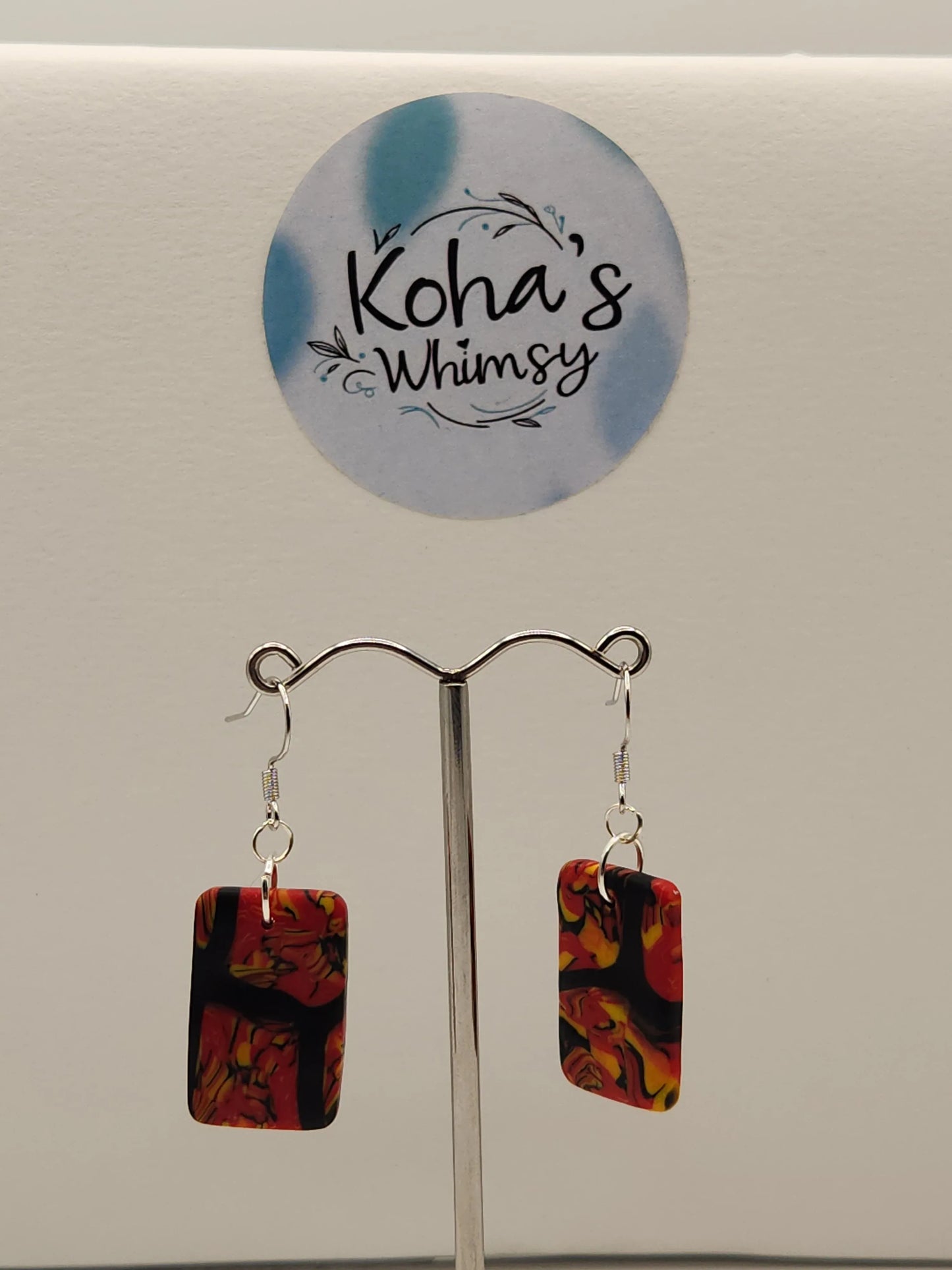 Handmade polymer clay Earrings - Dreamtime Small Rectangle Dangle Earrings