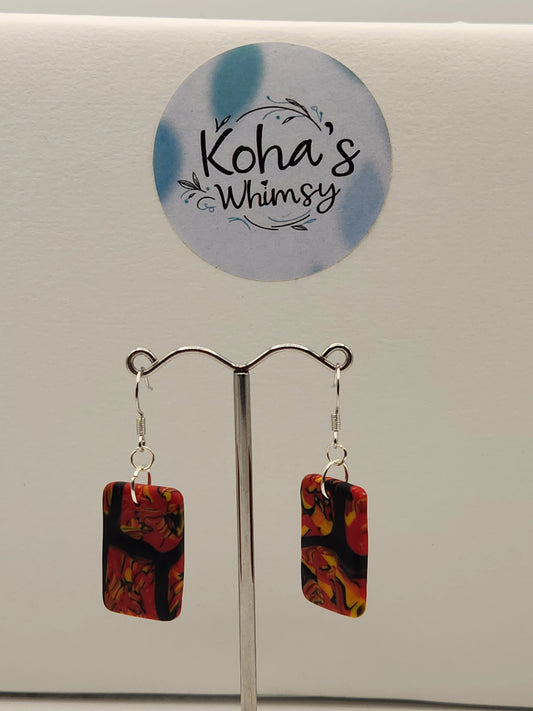Handmade polymer clay Earrings - Dreamtime Small Rectangle Dangle Earrings