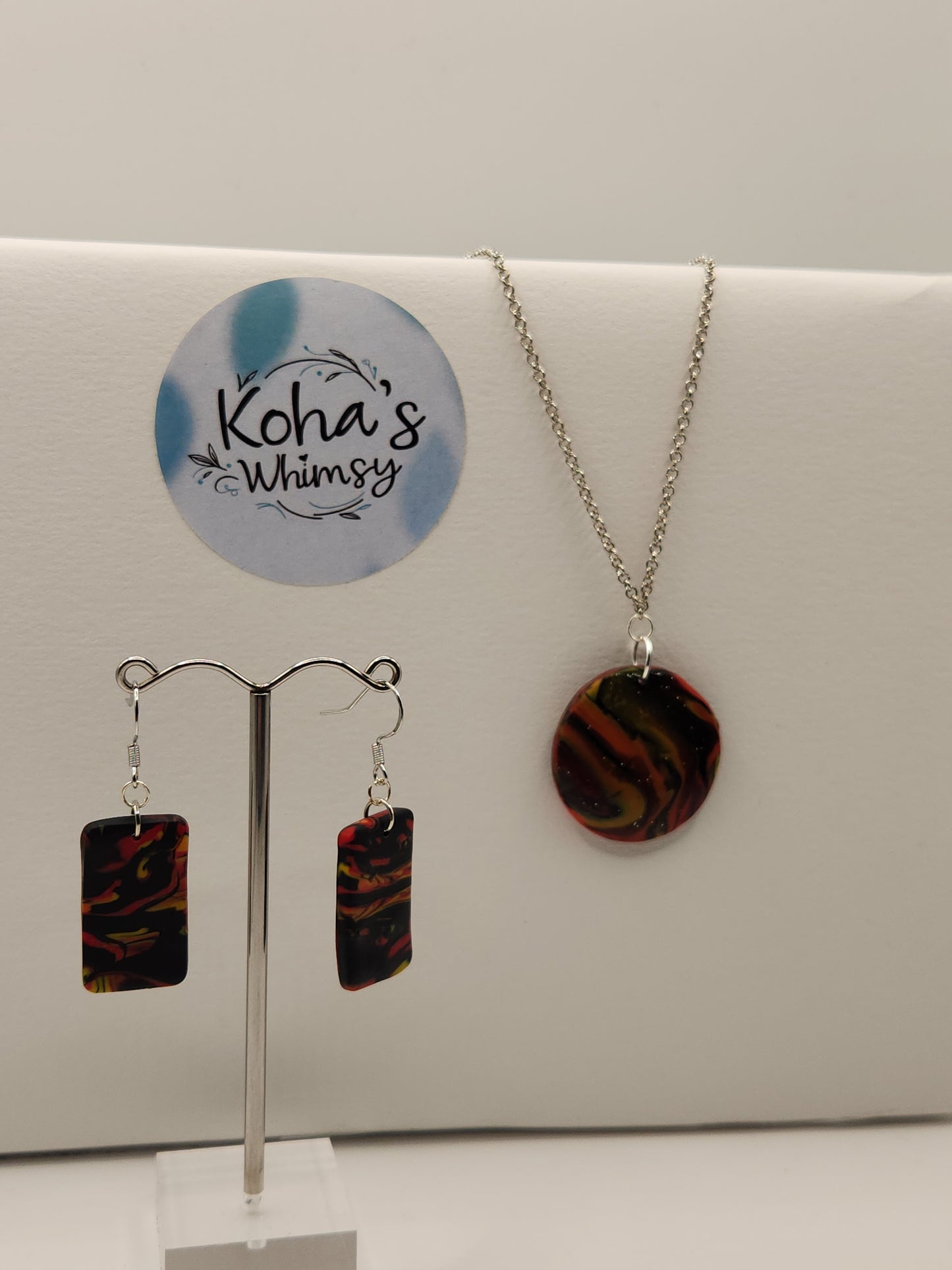 Dreamtime Jewellery Set - Rectangle Earrings & Circle Pendant