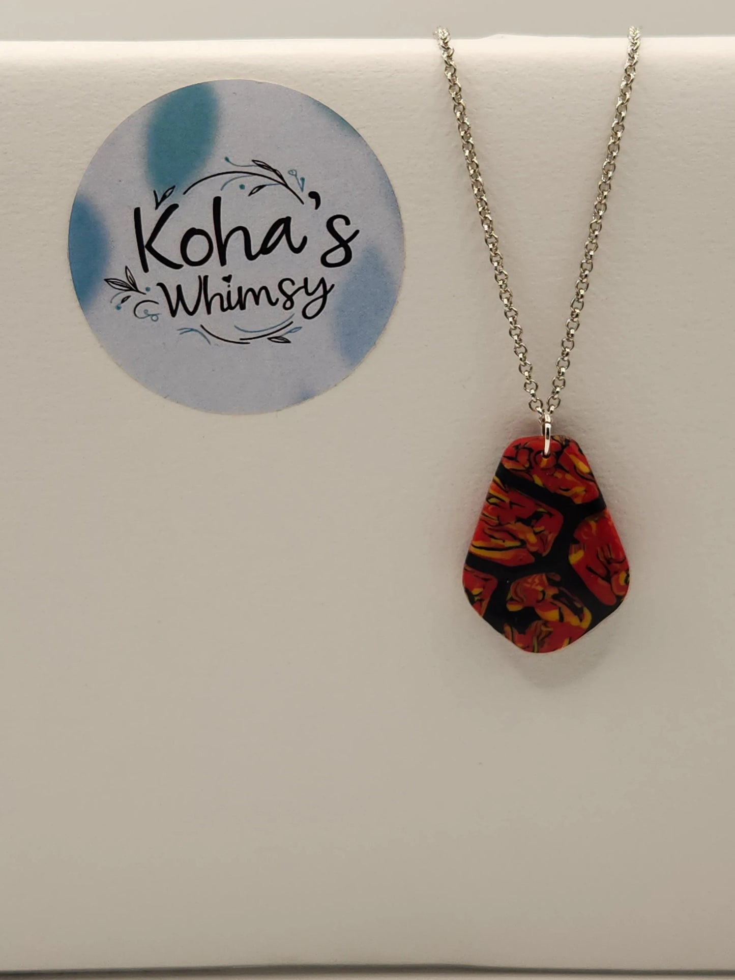 Handmade polymer clay Jewellery Set - Dreamtime Jewellery Set - Rectangle Earrings & Drop Pendant
