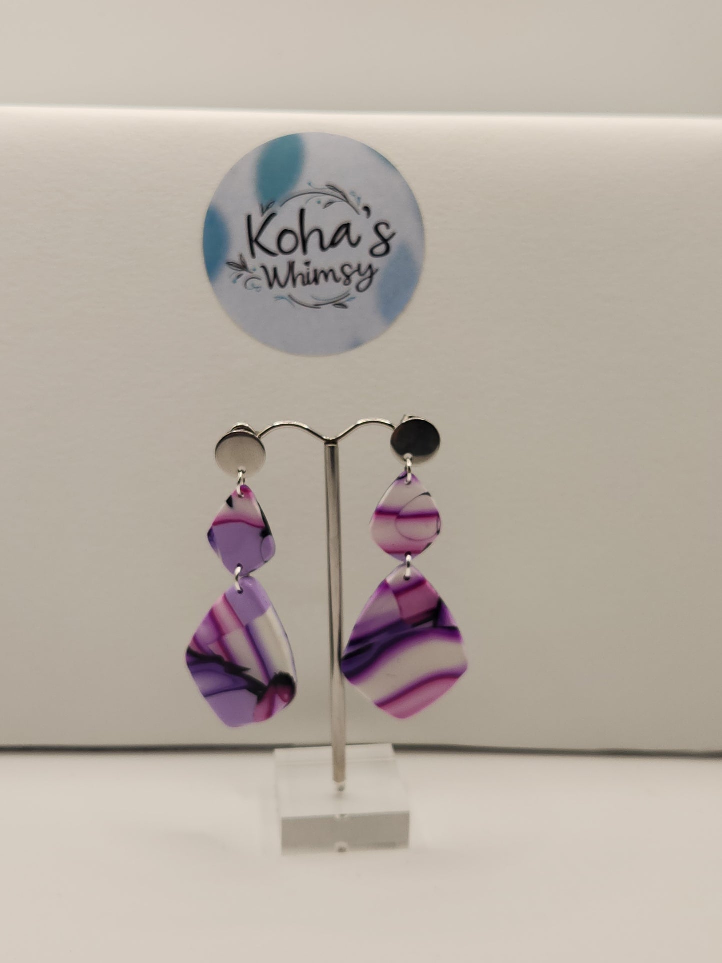 Violet Kaleidoscope Drop Diamond Dangle Stud Earrings