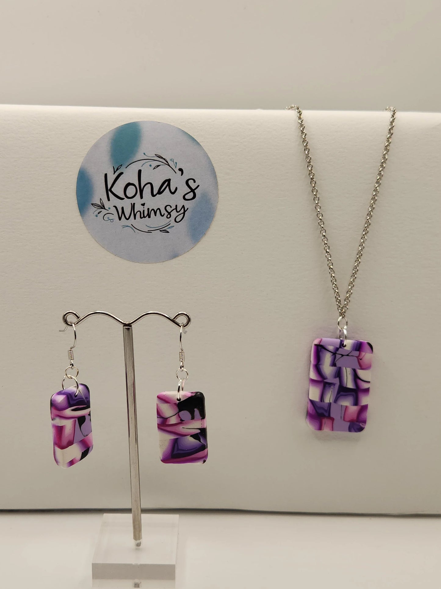 Handmade polymer clay Jewellery Set - Violet Kaleidoscope Jewellery Set