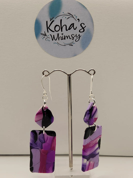 Handmade polymer clay Jewellery Set - Violet Kaleidoscope Jewellery Set