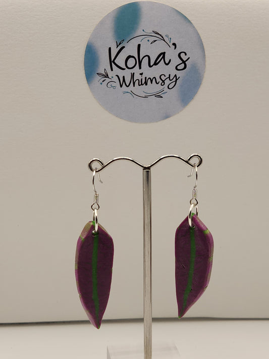 Magenta Leaves Dangle Earrings