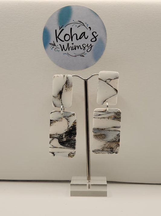 Howlite Rectangle Stud Earrings