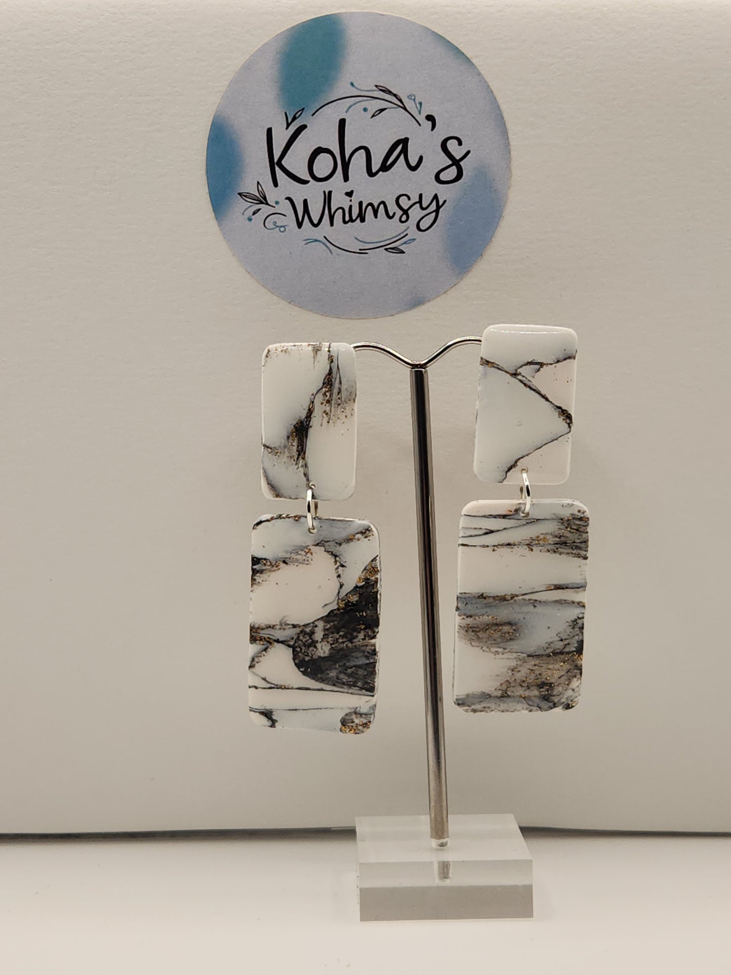 Howlite Rectangle Stud Earrings