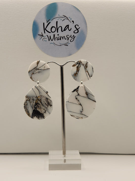 Howlite Circle & Teardrop Stud Earrings