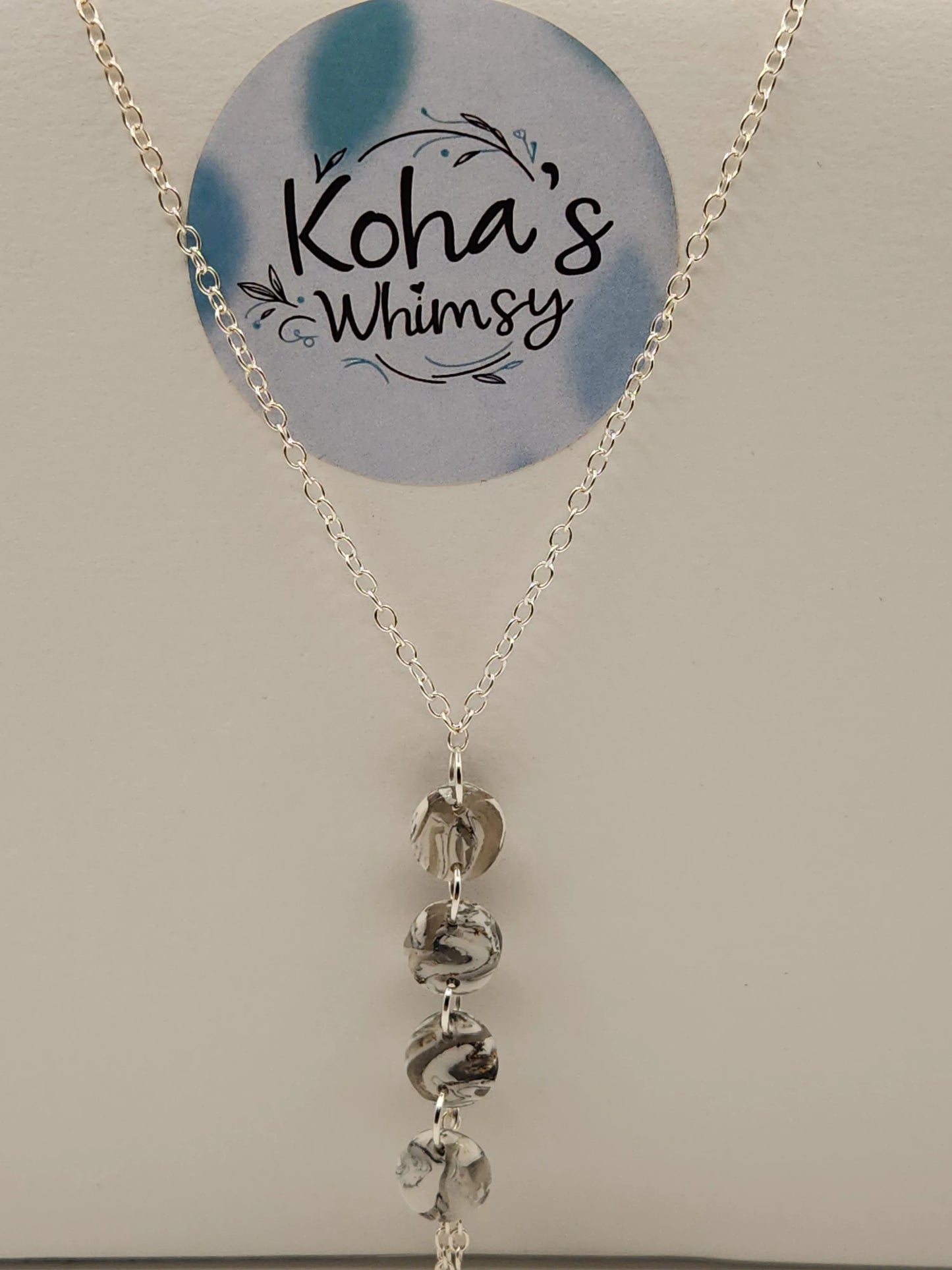Handmade polymer clay Jewellery Set - Howlite Jewellery Set - Diamond Earrings & Circle Pendant