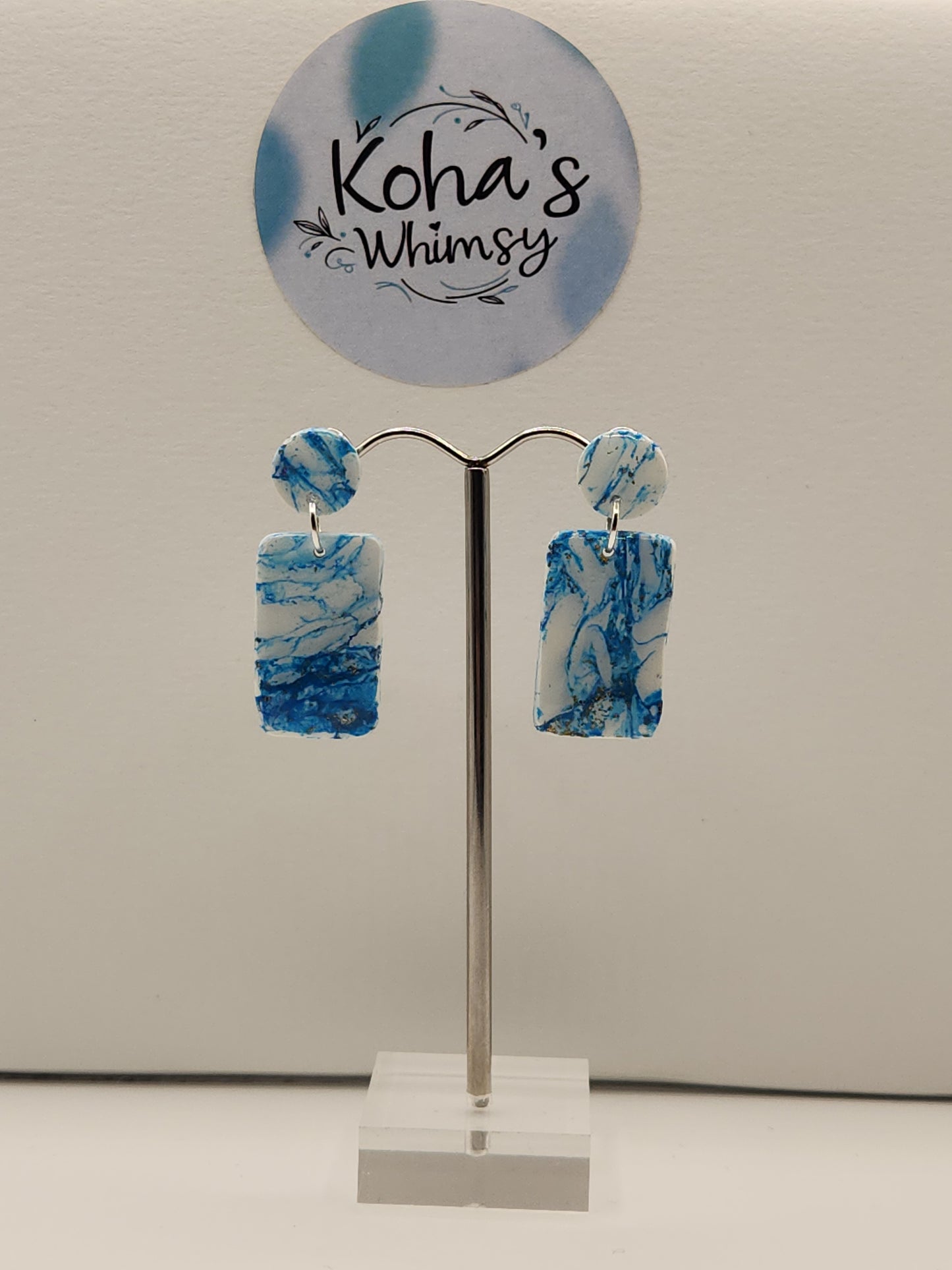 Sky Howlite Small Rectangle Stud Earrings