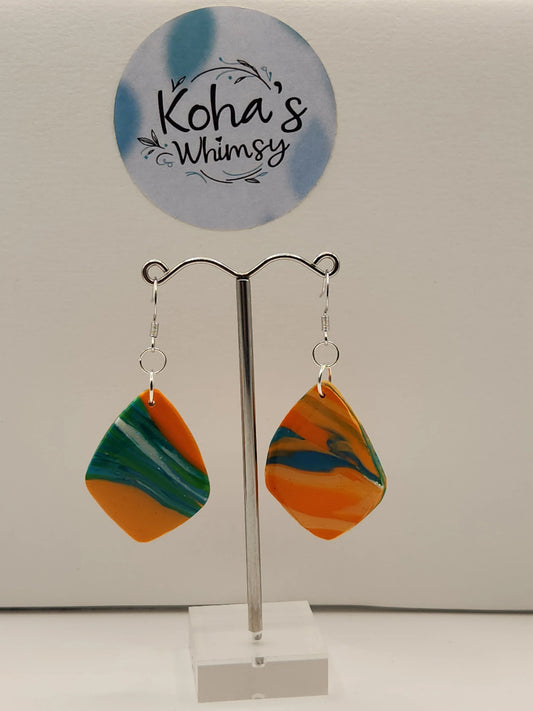 Handmade polymer clay Jewellery Set - Orange Emerald Jewellery Set