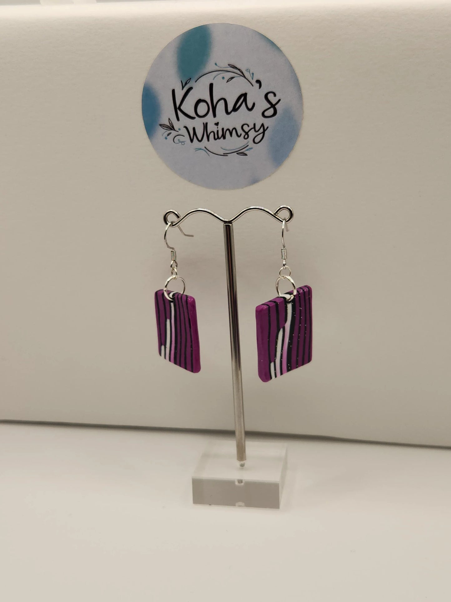 Handmade polymer clay Jewellery Set - Layers of Purple Jewellery Set