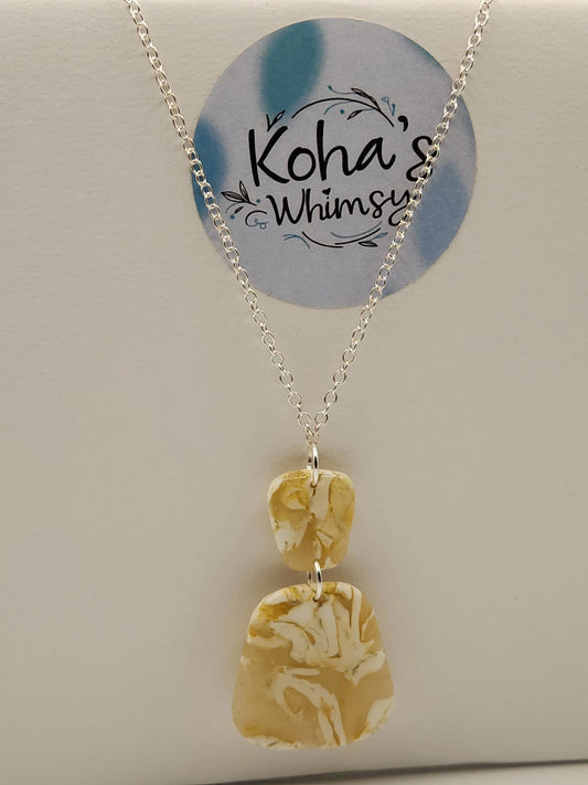 Handmade polymer clay Necklace - Lemon Howlite Large Quadrangle Necklace