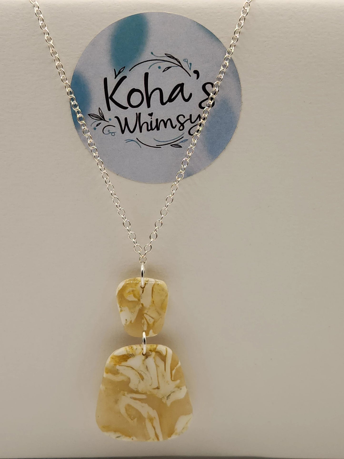 Handmade polymer clay Necklace - Lemon Howlite Large Quadrangle Necklace