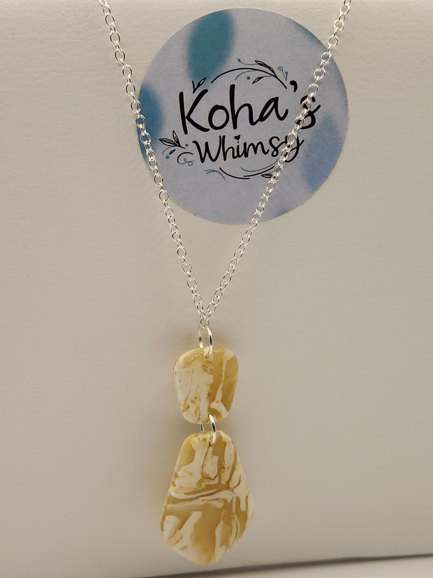 Lemon Howlite Large Drop Necklace