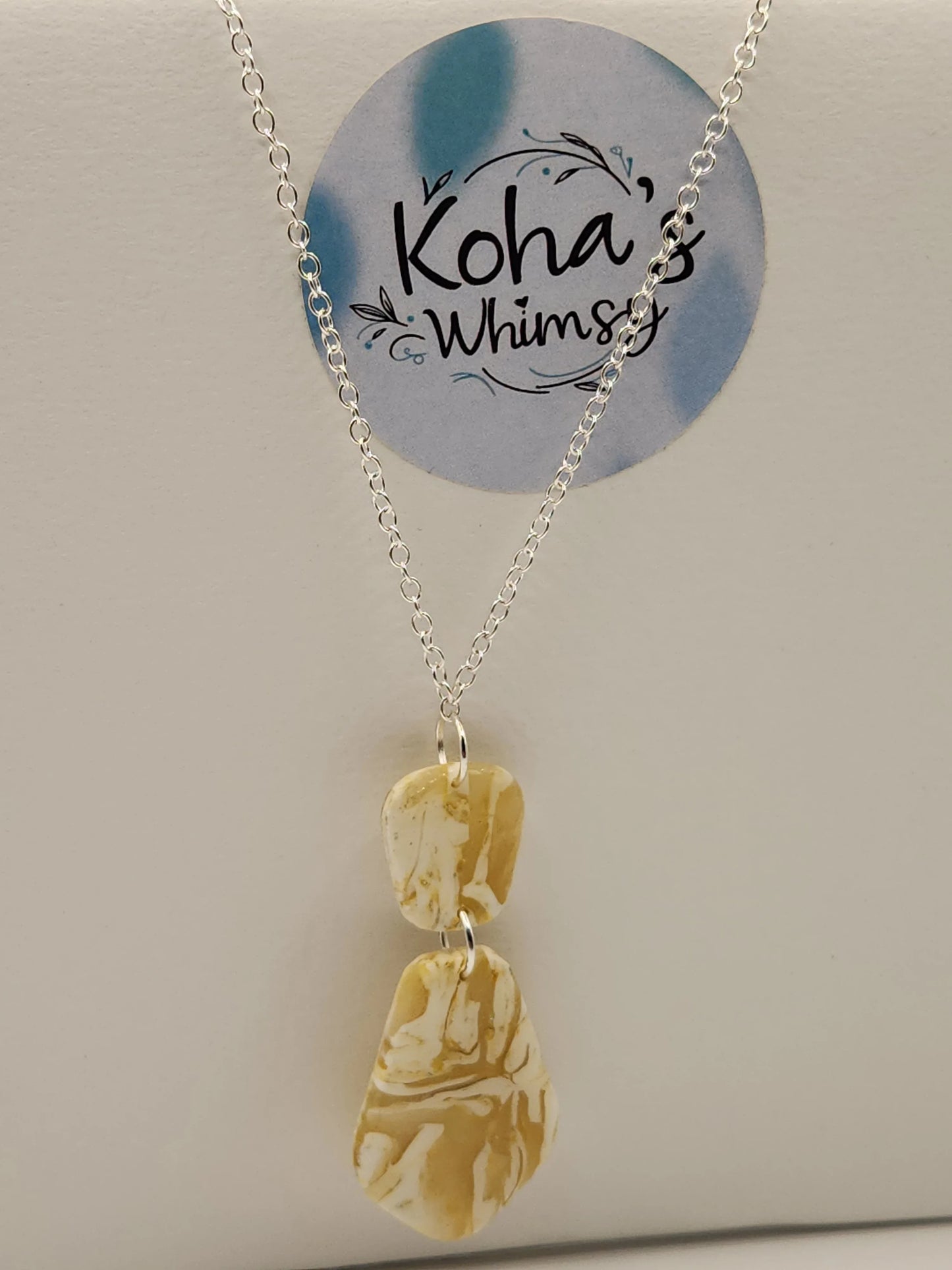 Handmade polymer clay Necklace - Lemon Howlite Large Drop Necklace