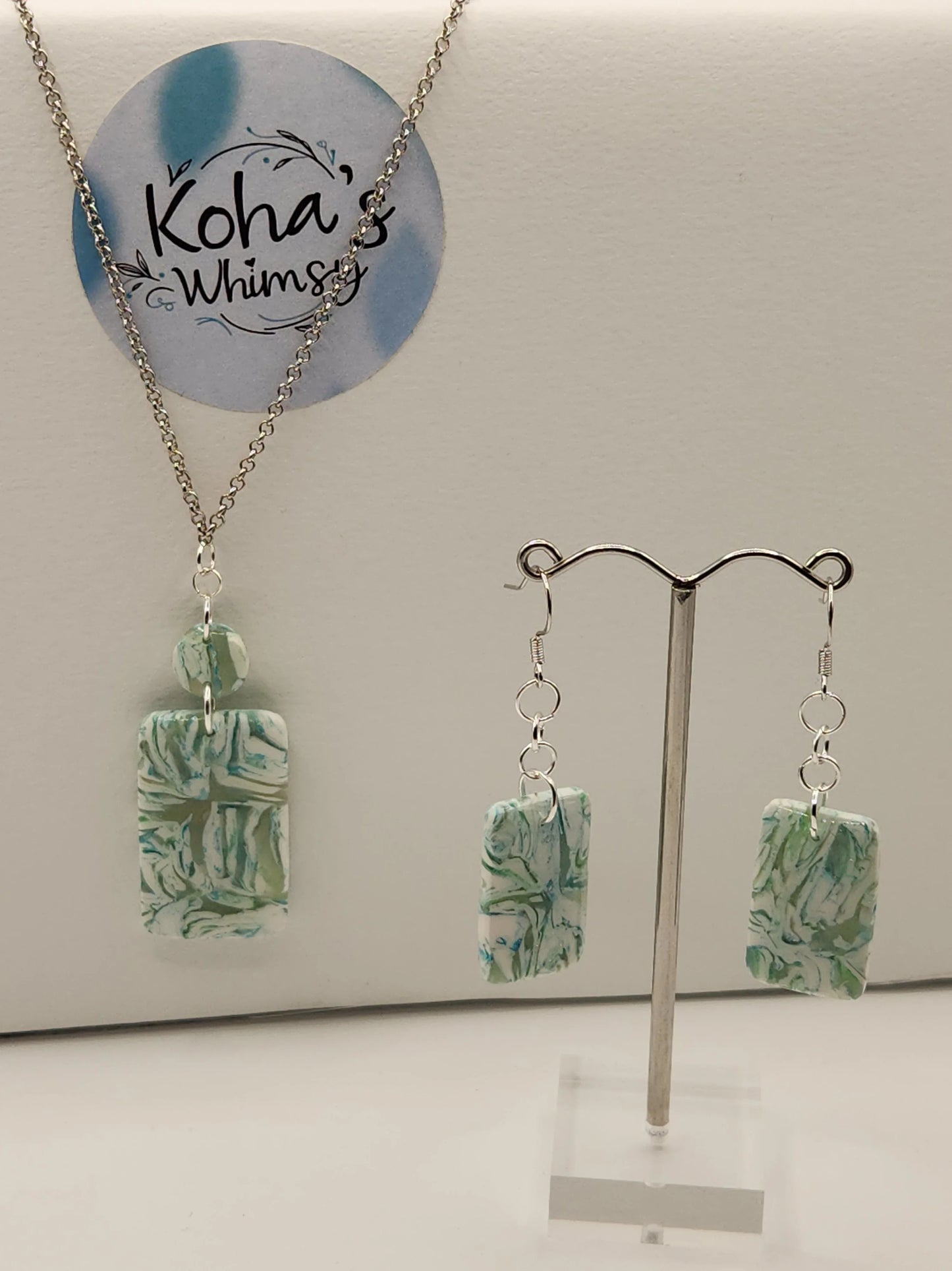 Handmade polymer clay Jewellery Set - Aqua Howlite Jewellery Set