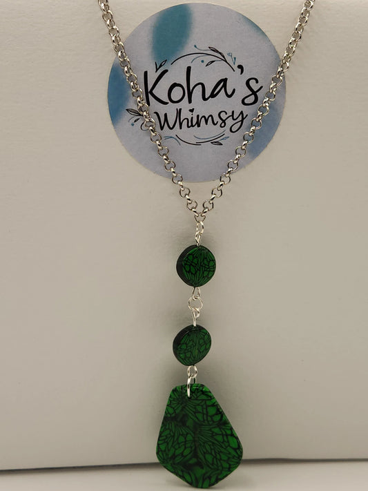 Handmade polymer clay Jewellery Set - Emerald Bubble Jewellery Set - Circle Studs & Drop Pendant