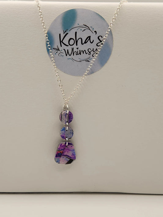 Handmade polymer clay Jewellery Set - Metallic Watercolour Jewellery Set